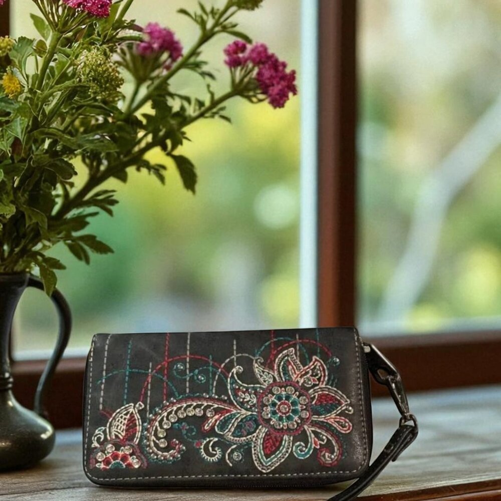 American Bling Montana West Embroidered Clutch